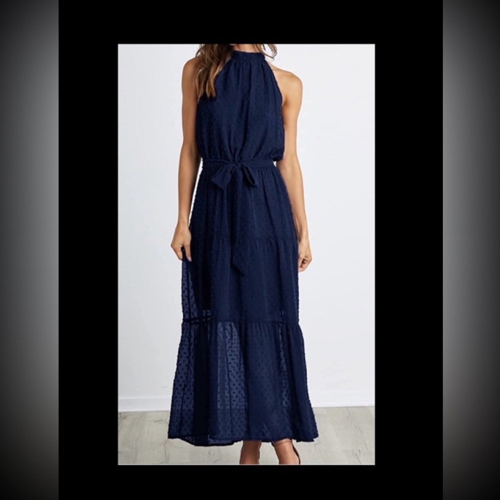New!  Navy halter midi